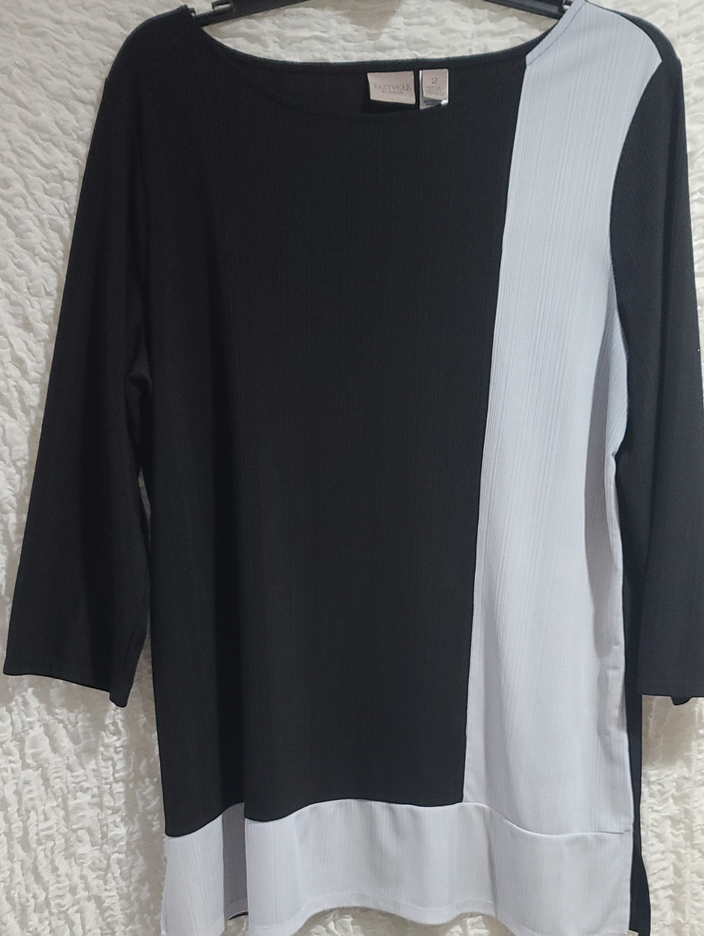 Coldwater Creek Black and White Vertical Colorblock Tunic Ptp 24